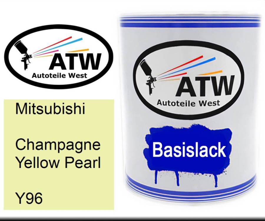 Mitsubishi, Champagne Yellow Pearl, Y96: 1L Lackdose, von ATW Autoteile West.